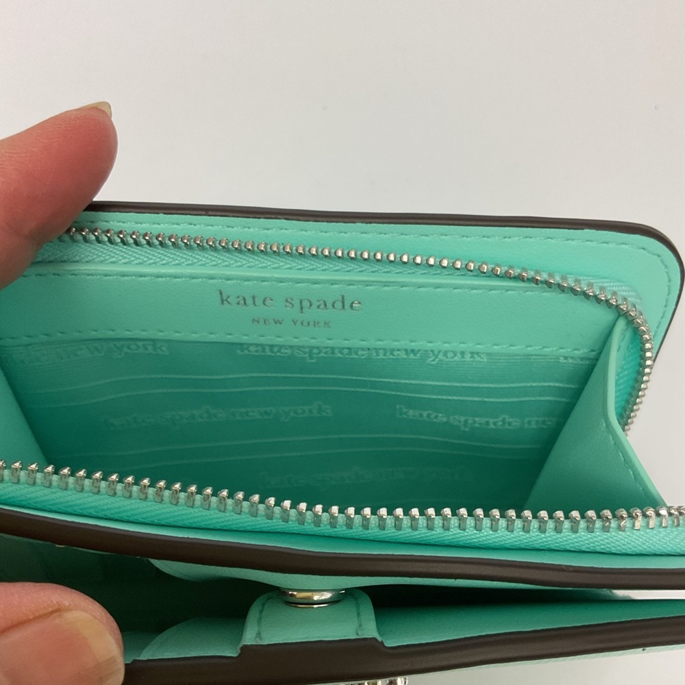 KATE SPADE PATENT LEATHER WALLET AQUA OMBRE NWOT - Picture 6 of 15